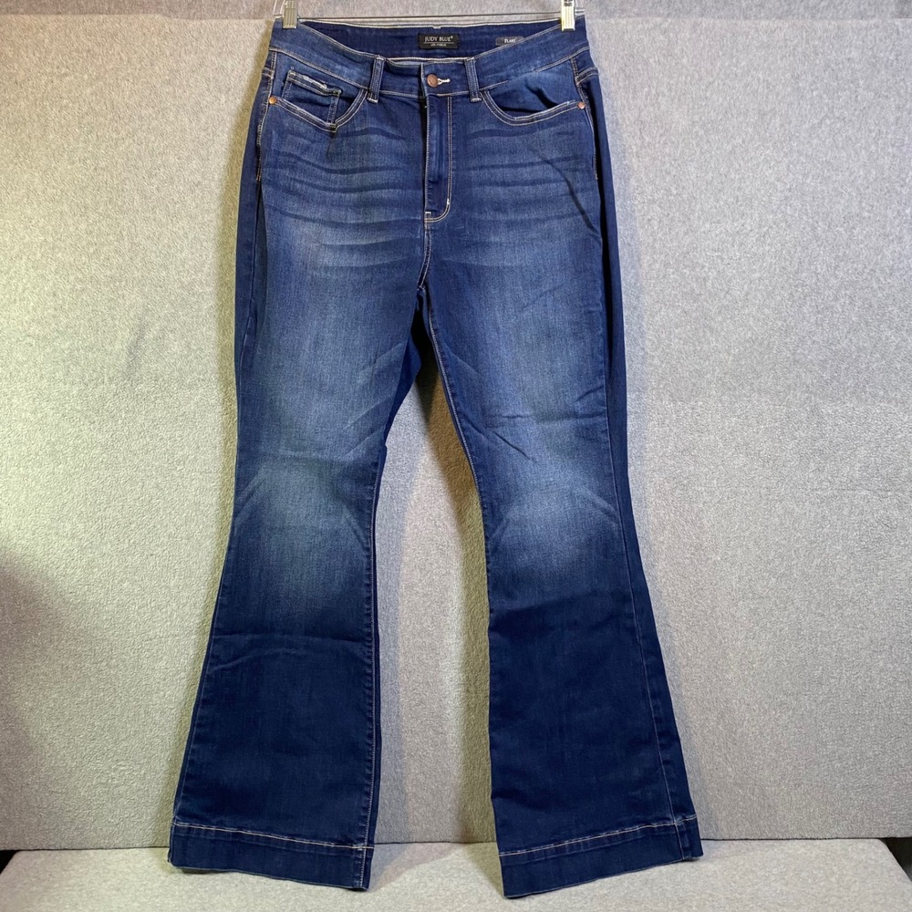 Judy Blue Flare Jeans Women's 14W Dark Wash High Rise Stretch Denim Curvy EUC